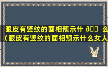 眼皮有竖纹的面相预示什 🐠 么（眼皮有竖纹的面相预示什么女人）